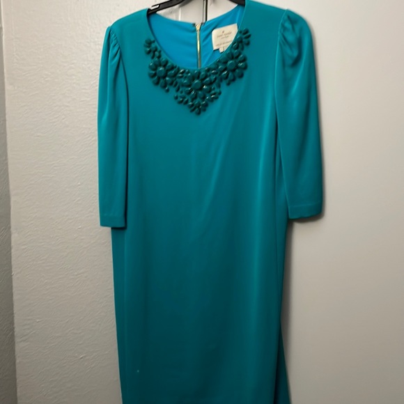 Kate spade turquoise dress with beaded neckline - Picture 1 of 5